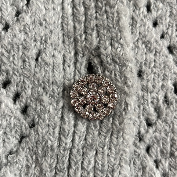 NWOT Anthropologie Pointelle Puff Sleeves Jewel Buttons V-Neck Cardigan - Picture 8 of 13